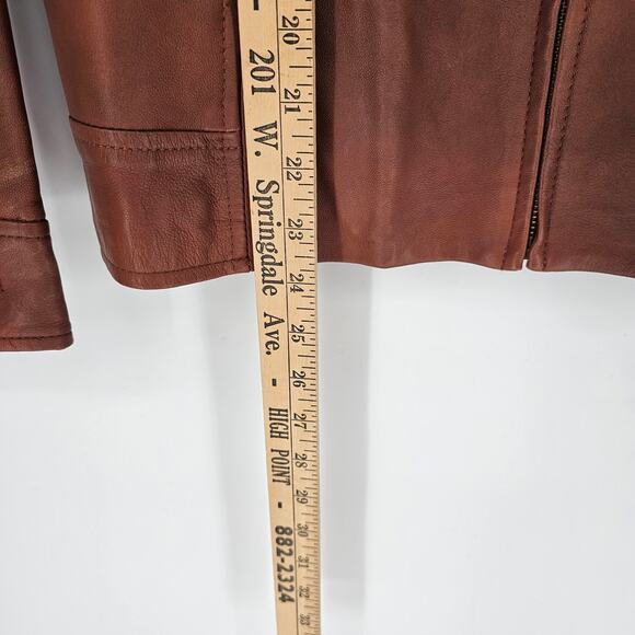 The Territory Ahead Vintage Brown Genuine Leather Zip Up Retro Biker Jacket S - Picture 8 of 10